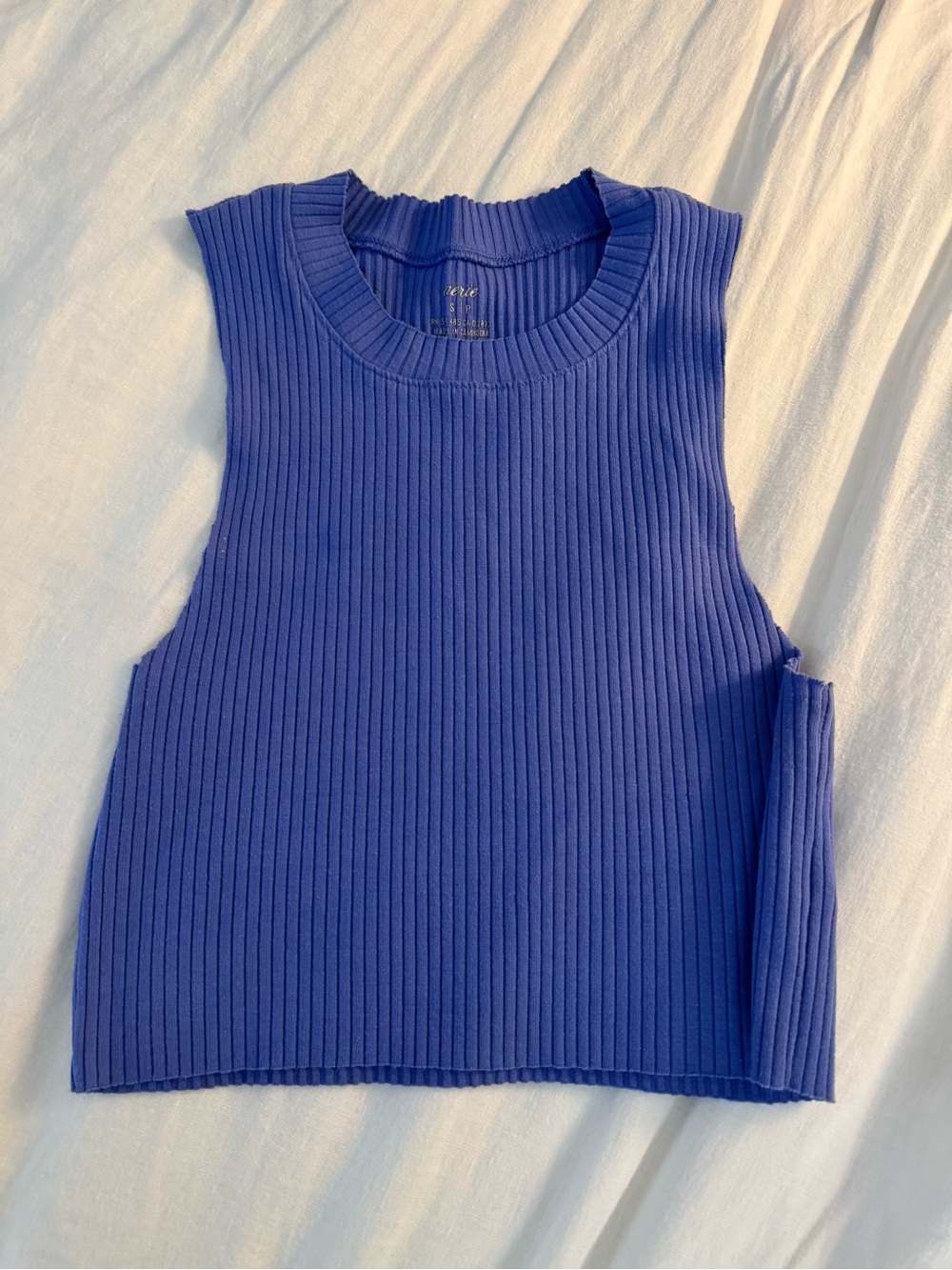 aerie Ribbed Sleeveless Crop Top - Cobalt